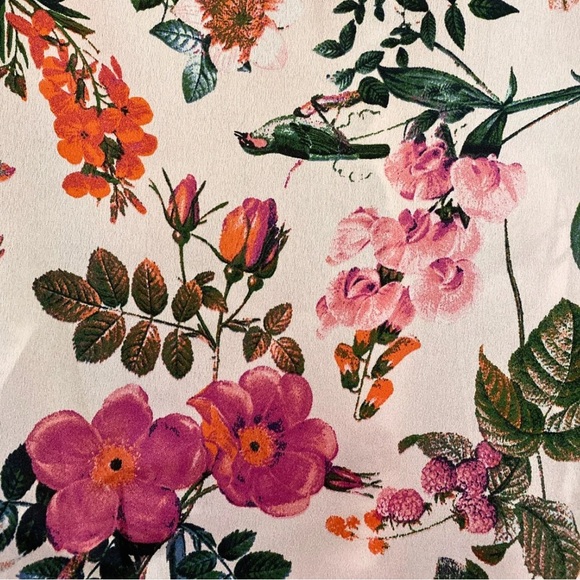 PINK FLORAL BANANA REPUBLIC BLOUSE LONG SLEEVE BUTTON-FRONT BOHO CHIC XS - Picture 8 of 13